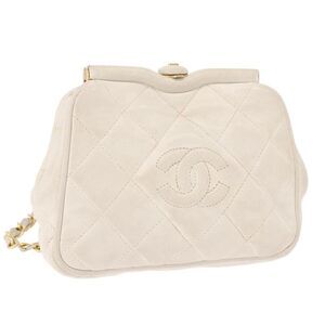 Chanel Vintage Diamond Cc Tassel Quilted Lambskin White Leather Shoulder Bag Bag
